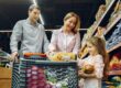 family with kid shopping food